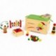 Houten speelgoeddoos voor kinderen + 6 houten wakende spellen
