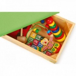 Wooden toy box for children + 6 wooden waking games