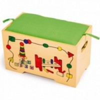 Scatola portagiochi in legno per bambini + 6 giochi di risveglio in legno