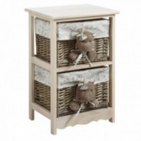 Chest of drawers in wood and wicker for children with 2 hippopotamus drawers