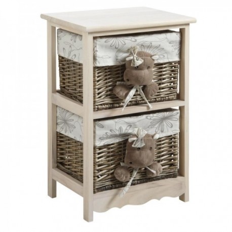 Wooden chest of drawers and wicker child 2 drawers hippopotamus
