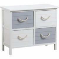 Dresser Child 4 laden blauw en wit - Robuuste MDF-opslag met handgrepen van mariene stijl