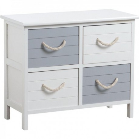 Criança Criança 4 Gavetas Azul e Branco - Armazenamento de MDF robusto com alças de estilo marinho