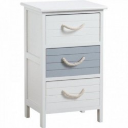 Cômoda criança 3 gavetas azul e branco em MDF - Armazenamento sala de bebê com alças de corda de estilo marinho