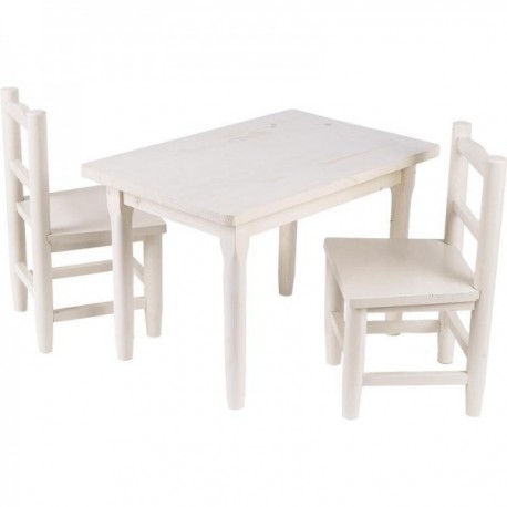 Set aus kleinem Kindertisch und Stühlen aus Holz