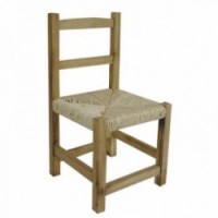 Small wooden child chair with straw sitting