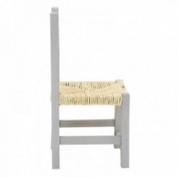 Small gray wooden chair with straw sitting