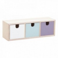 Wooden jewelry box 3 colorful drawers