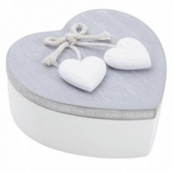 Scatola di gioielli cuore in legno con coperchio girevole | Organizzatore romantico