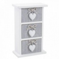 Wooden jewelry box with 3 heart drawers