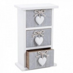 Wooden jewelry box with 3 heart drawers