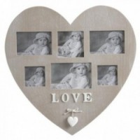 Wall-mounted wooden and glass mesh for 6 photos