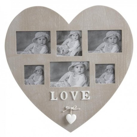 Wall-mounted wooden and glass mesh for 6 photos