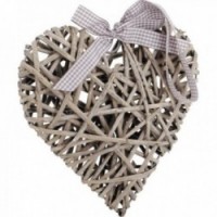 Heart to hang in gray wicker