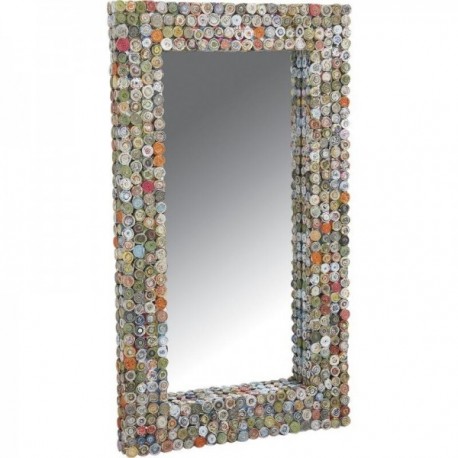 Espejo de pared rectangular de papel reciclado