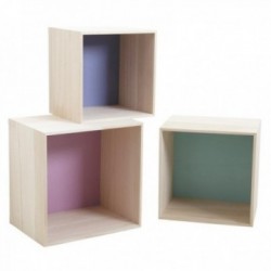 Colorful wooden cube shelves