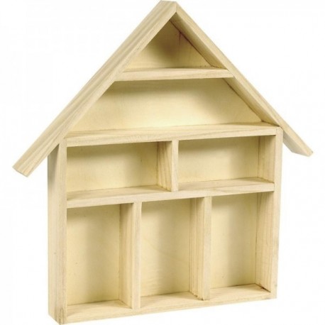 Shelf in the shape of a wooden house