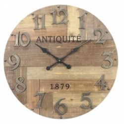 Round clock in aged wood