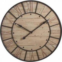 Grande relógio de parede redondo de madeira