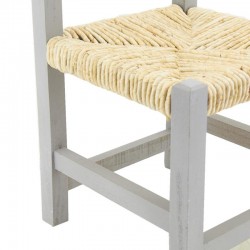 Petite chaise enfant en bois gris avec assise en paille
