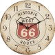 Ruta de la pared de madera blanca Ruta 66 Ø 33 cm | Reloj de decoración vintage americano para sala de estar y cocina