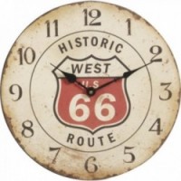 Route 66 white wooden clock