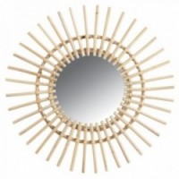 Lustro słońce w naturalnym rattanie