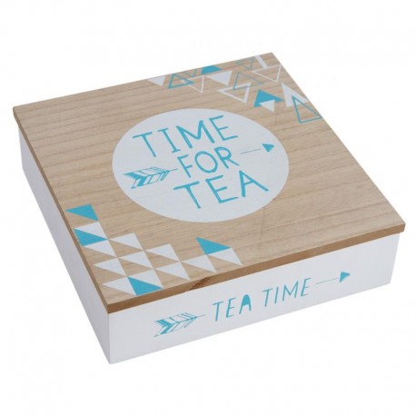 Caja de té de madera 9 compartimentos Tiempo para el té