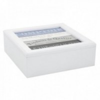 Boîte à thé en bois blanc et bleu 9 compartiments, coffret rangement élégant pour sachets et infusion