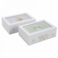 Caja para té de madera blanca con 6 compartimentos en forma de cupcake