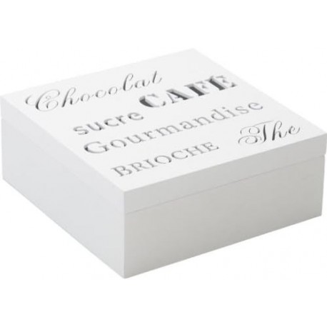 Vitlackerad trä Tea Box 4 Fackringar