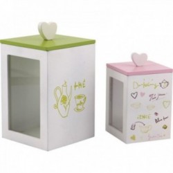 White Wooden Bulk Tea Boxes with Lids - Set of 2