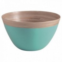 Turquoise lacquered bamboo salad bowl