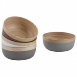 Natural bamboo bowls lacquered Ø15 cm, set of 4 Aperitif bowls and eco-responsible sauce