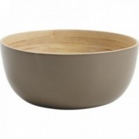 Brown lacquered bamboo salad bowl