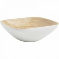 White lacquered bamboo salad bowl