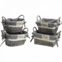 Gray wicker bread baskets