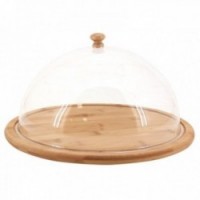 Round bamboo cheese board with cloche