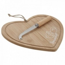 Bamboo cheese board with knife