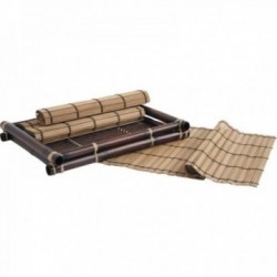 Bandeja de bambú + 4 manteles individuales de bambú