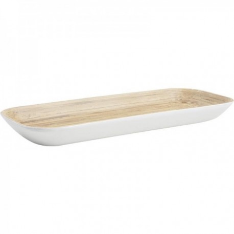 White lacquered bamboo cake tray