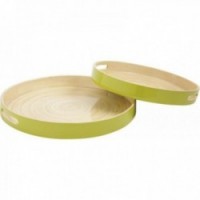 Round bamboo trays