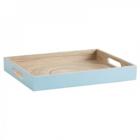 Sky blue lacquered bamboo tray