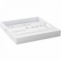 Lakierowana biała drewniana taca i szkło