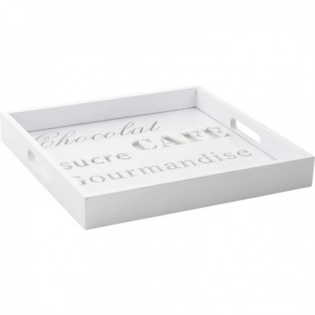 Lakierowana biała drewniana taca i szkło