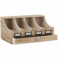 Range-couverts en bois vieilli 4 compartiments