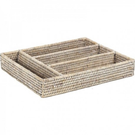 Vit Rattan lådstolar | Arrangör 4 fack flätade för kök