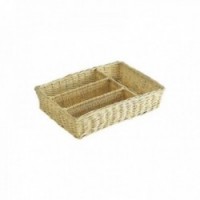 White Wicker Drawer Cutlery Range | Organizer 4 compartments braided for cuisine