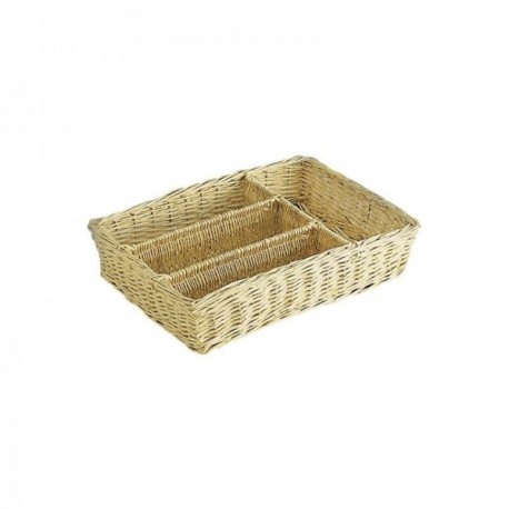 White Wicker Drawer Cutlery Range | Organizer 4 compartments braided for cuisine