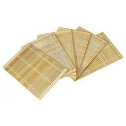 Set med 6 bordstabletter i naturlig bambu